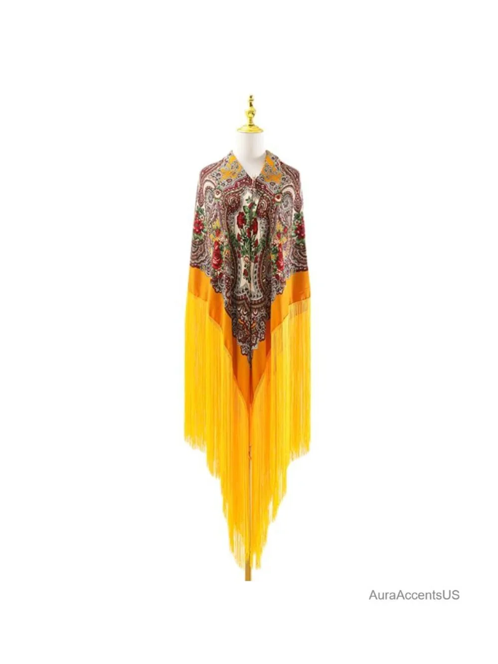 Retro Oversized Square Shawl with Fringe - Multi-Functional Scarf